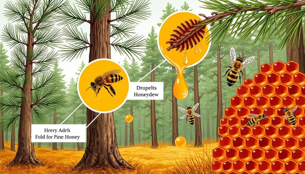 proces powstawania miodu spadziowego iglasty
